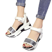 Load image into Gallery viewer, Glitter Wedges Gladiator Sandals