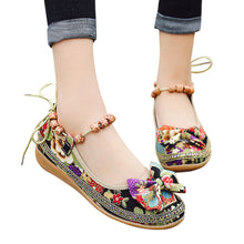 Load image into Gallery viewer, Embroidered Bowknot Ankle Flat Casual Shoes